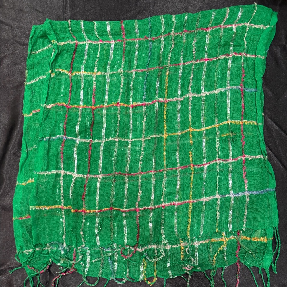 Green Checked Lightweight Women's Scarf